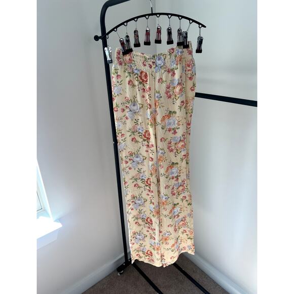 XS WeWoreWhat Floral Vintage Drape Smocked Flair Pants NWT - Picture 12 of 14